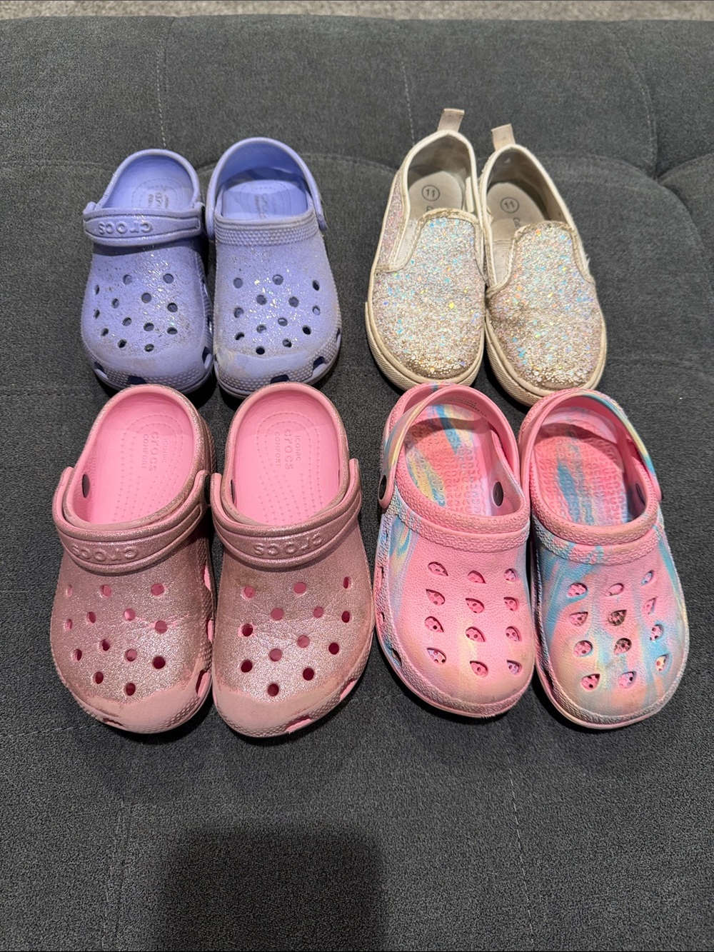 Girls Clogs and Glitter Slip-Ons - Pack of 5